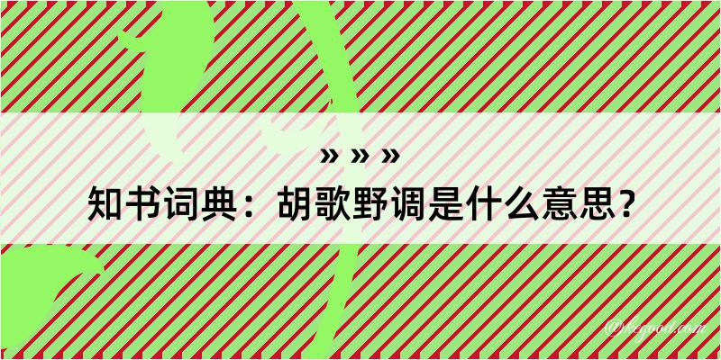 知书词典：胡歌野调是什么意思？