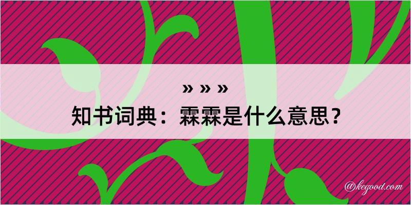 知书词典：霖霖是什么意思？