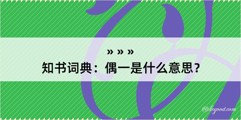 知书词典：偶一是什么意思？