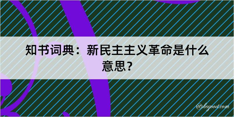 知书词典：新民主主义革命是什么意思？