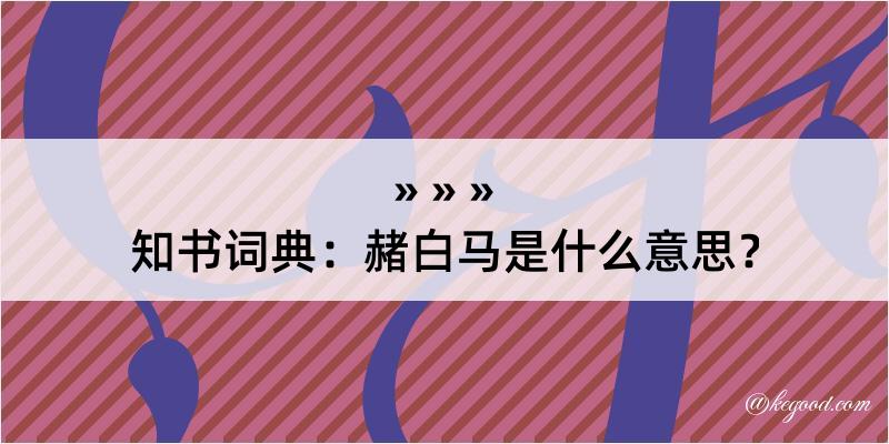 知书词典：赭白马是什么意思？