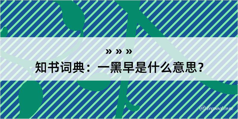 知书词典：一黑早是什么意思？