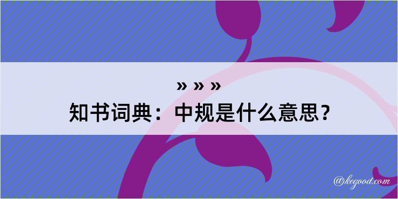 知书词典：中规是什么意思？