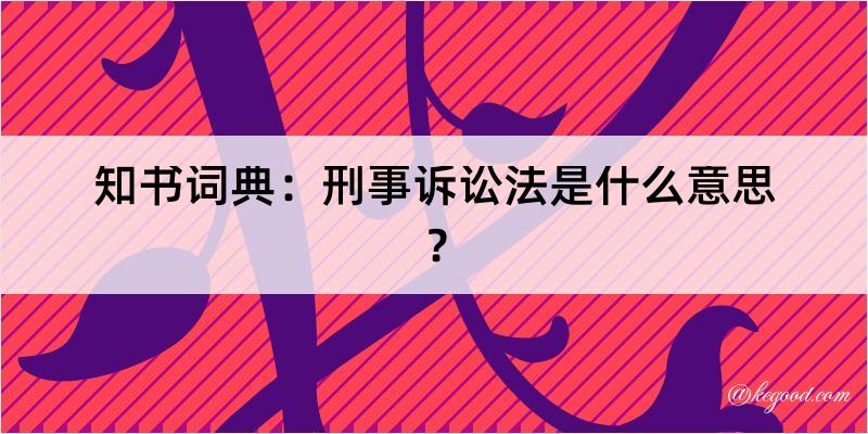 知书词典：刑事诉讼法是什么意思？