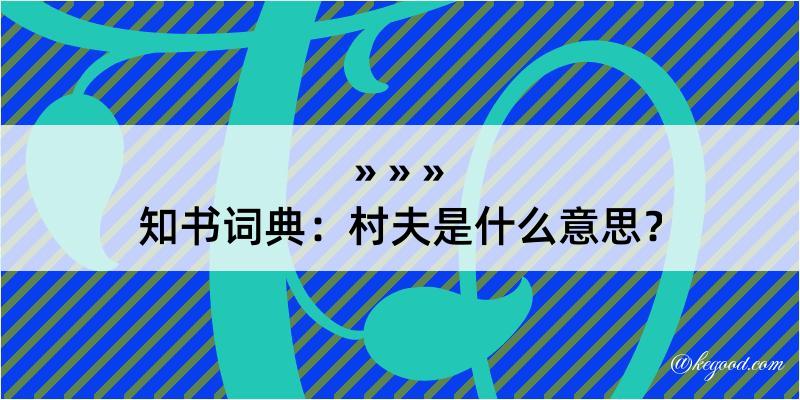 知书词典：村夫是什么意思？