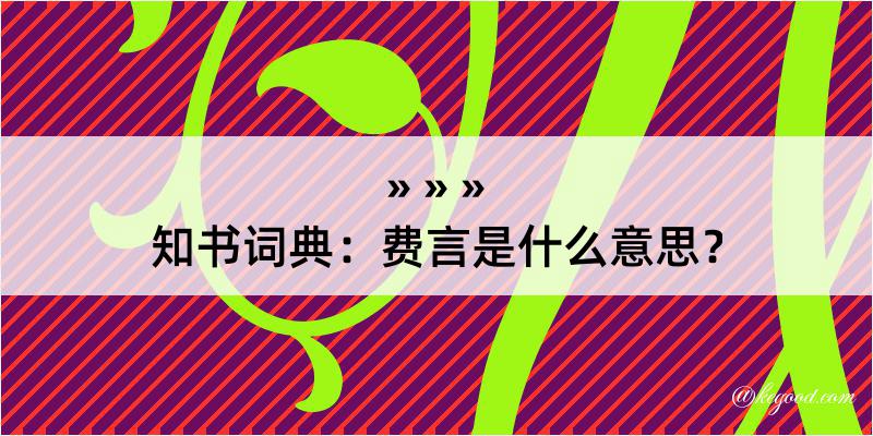 知书词典：费言是什么意思？