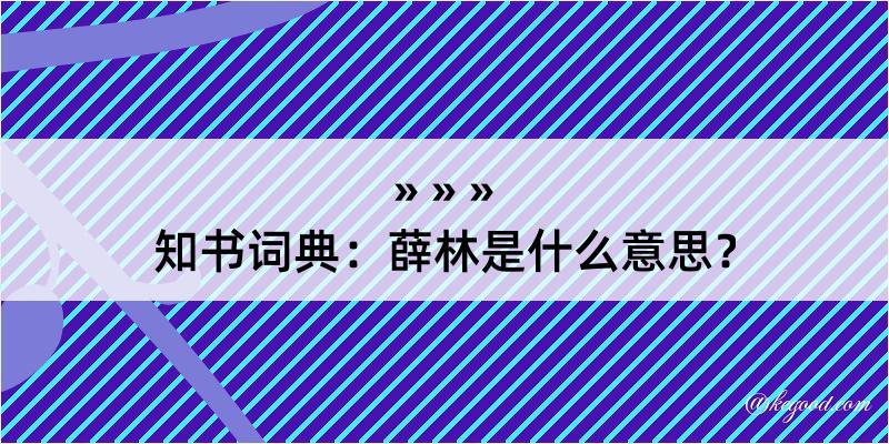 知书词典：薛林是什么意思？