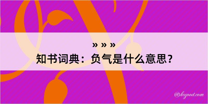 知书词典：负气是什么意思？