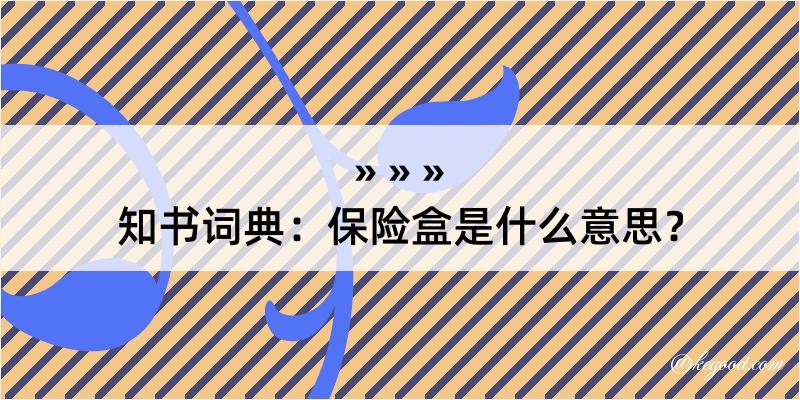 知书词典：保险盒是什么意思？