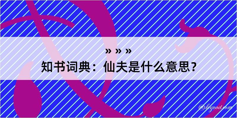 知书词典：仙夫是什么意思？