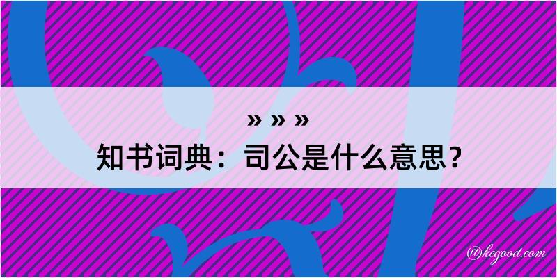 知书词典：司公是什么意思？