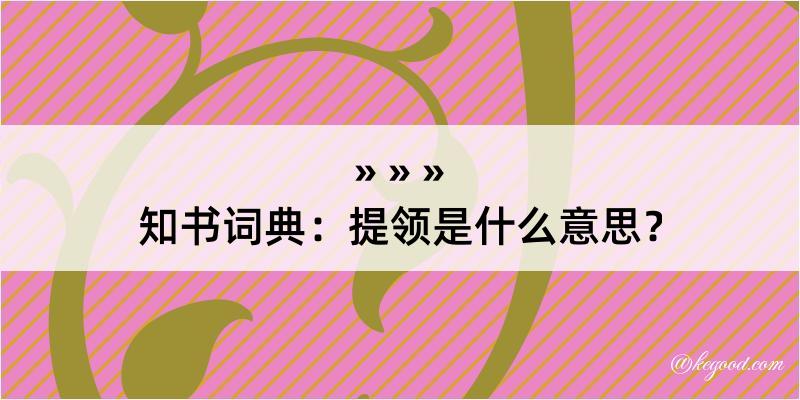 知书词典：提领是什么意思？