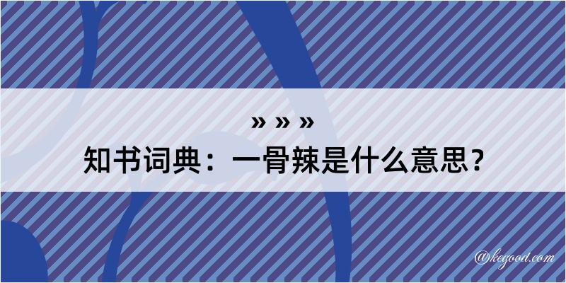 知书词典：一骨辣是什么意思？