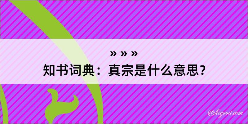 知书词典：真宗是什么意思？