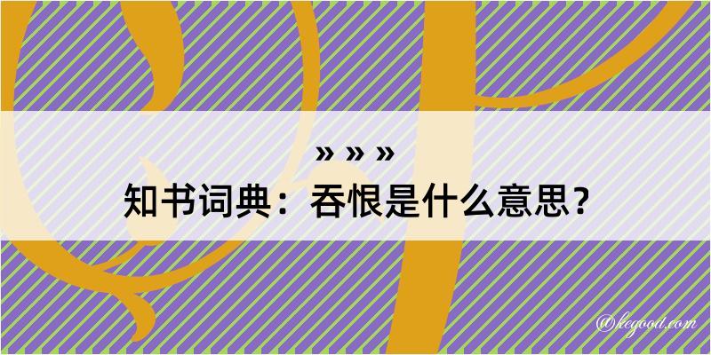 知书词典：吞恨是什么意思？