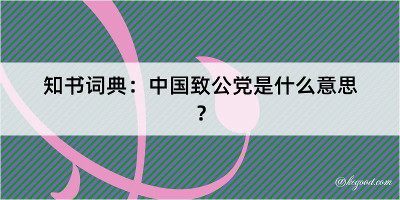 知书词典：中国致公党是什么意思？