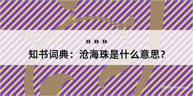 知书词典：沧海珠是什么意思？