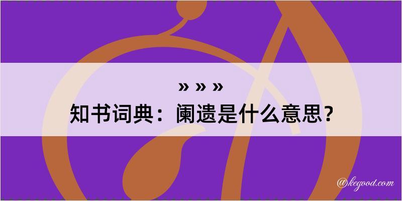 知书词典：阑遗是什么意思？