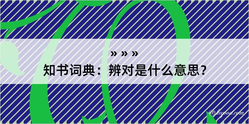 知书词典：辨对是什么意思？