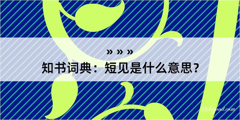 知书词典：短见是什么意思？