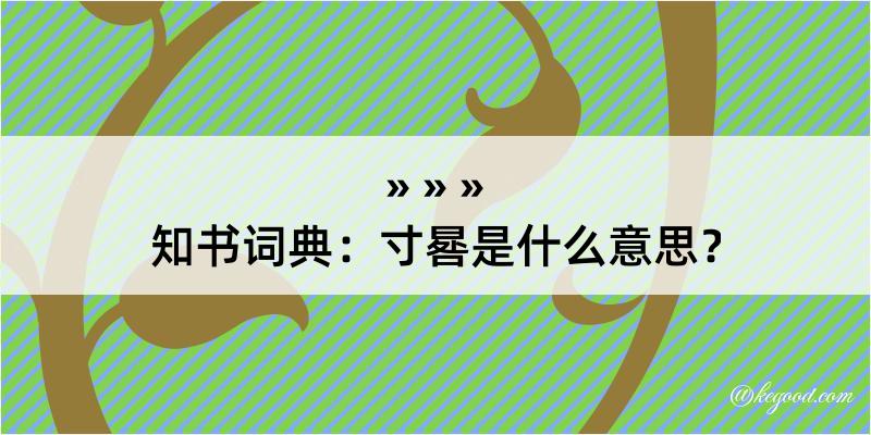 知书词典：寸晷是什么意思？