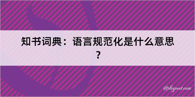 知书词典：语言规范化是什么意思？