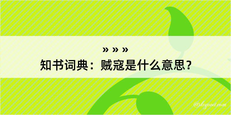 知书词典：贼寇是什么意思？