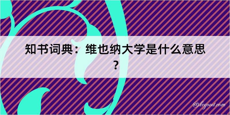 知书词典：维也纳大学是什么意思？