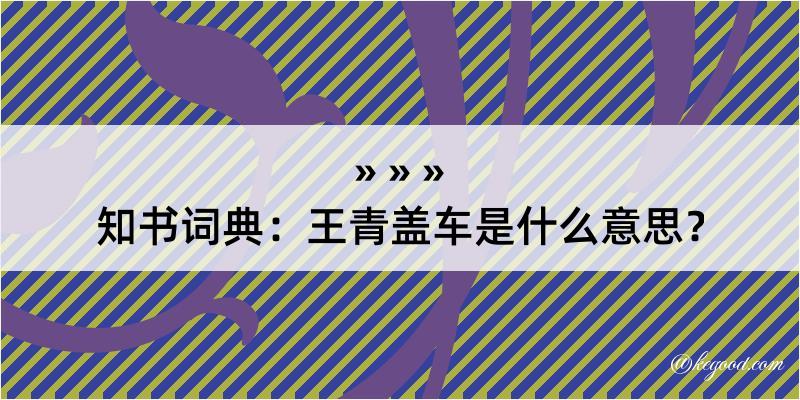 知书词典：王青盖车是什么意思？