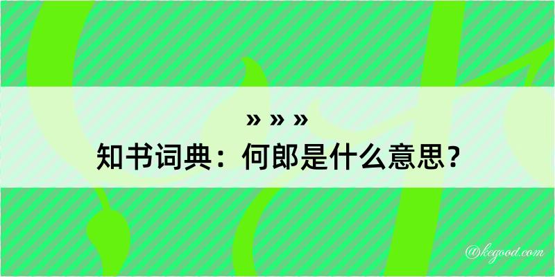 知书词典：何郎是什么意思？