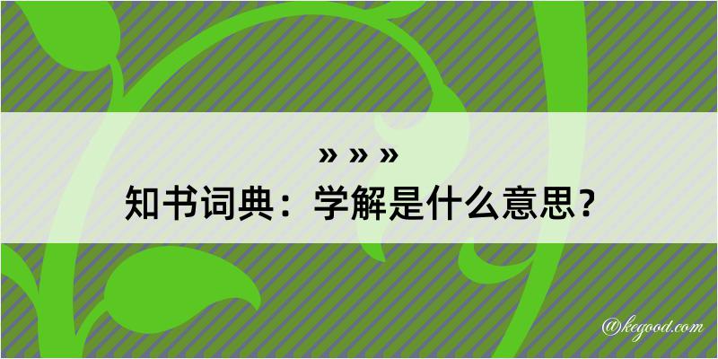 知书词典：学解是什么意思？