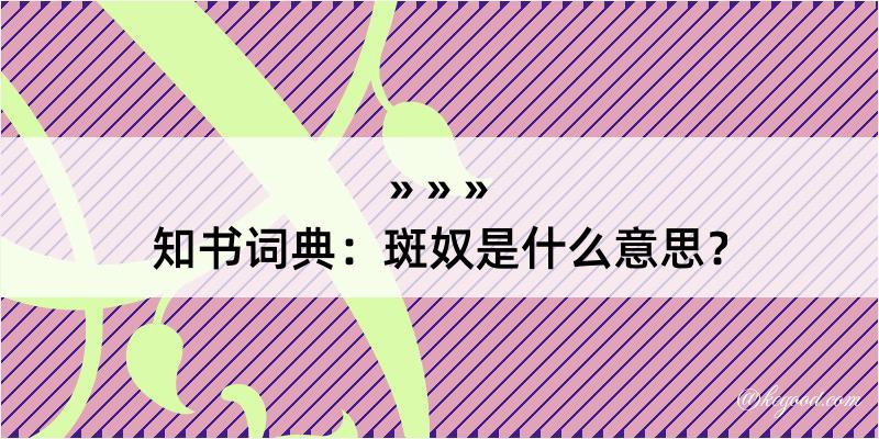 知书词典：斑奴是什么意思？