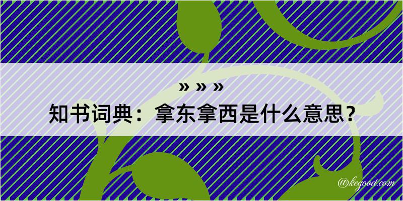 知书词典：拿东拿西是什么意思？