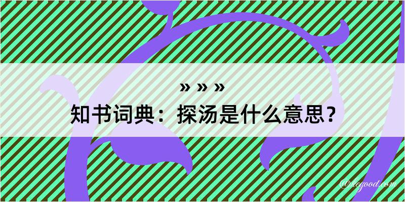 知书词典：探汤是什么意思？