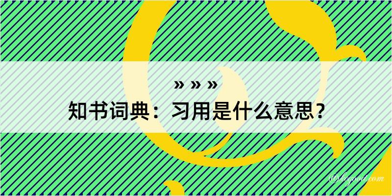 知书词典：习用是什么意思？