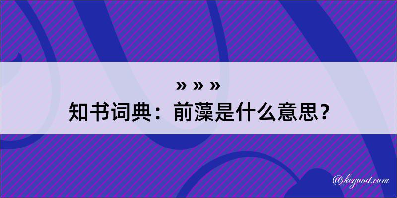 知书词典：前藻是什么意思？