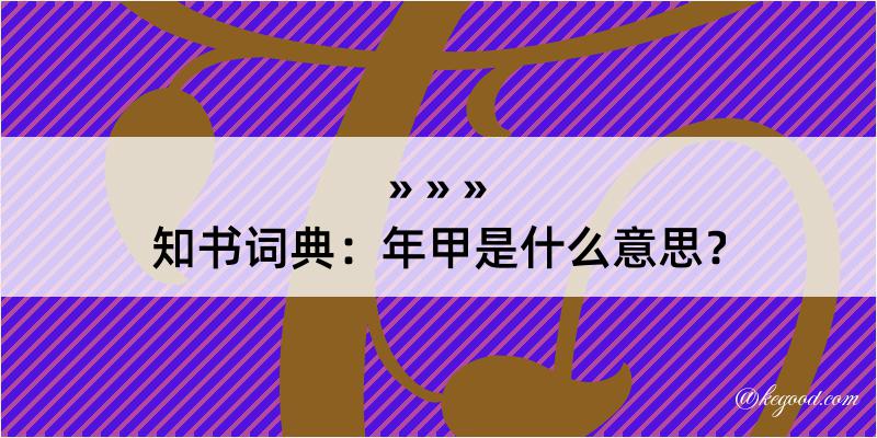 知书词典：年甲是什么意思？