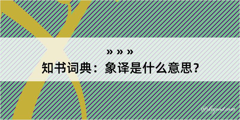 知书词典：象译是什么意思？