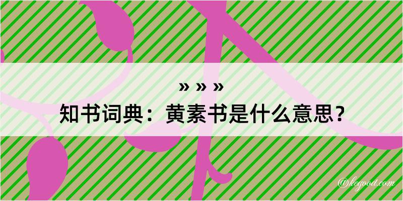 知书词典：黄素书是什么意思？