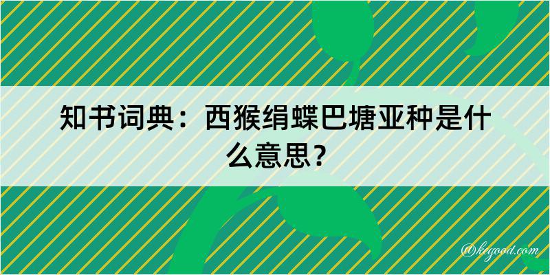 知书词典：西猴绢蝶巴塘亚种是什么意思？