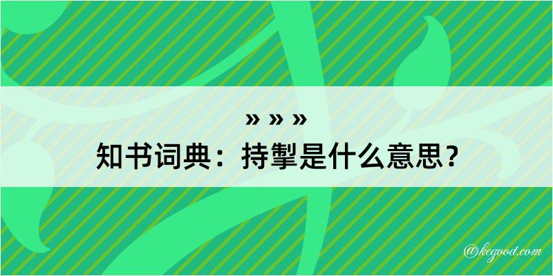 知书词典：持掣是什么意思？