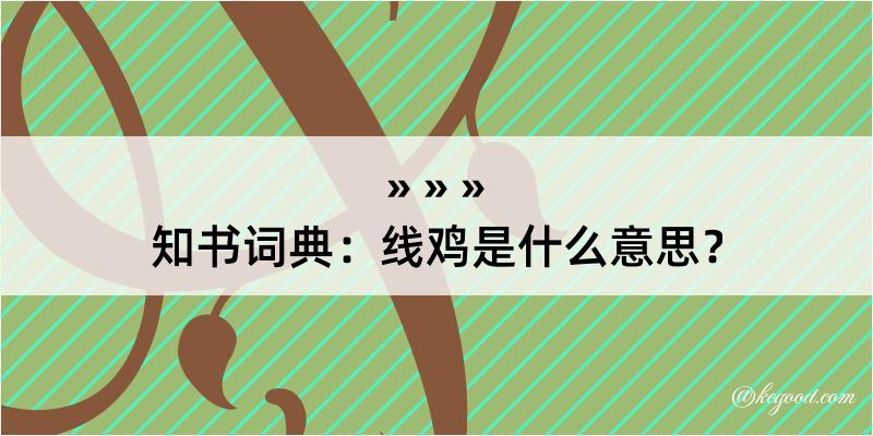 知书词典：线鸡是什么意思？