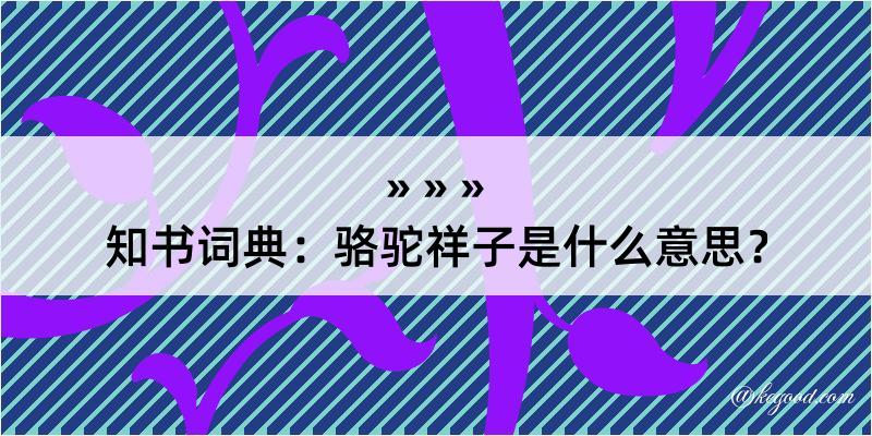 知书词典：骆驼祥子是什么意思？