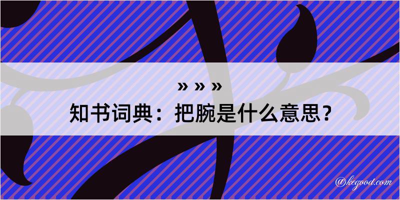 知书词典：把腕是什么意思？