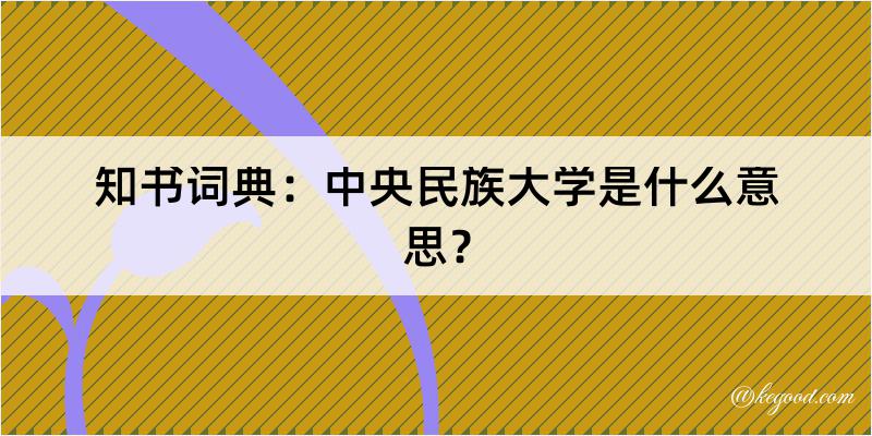 知书词典：中央民族大学是什么意思？