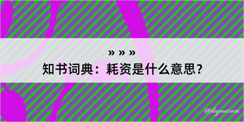 知书词典：耗资是什么意思？