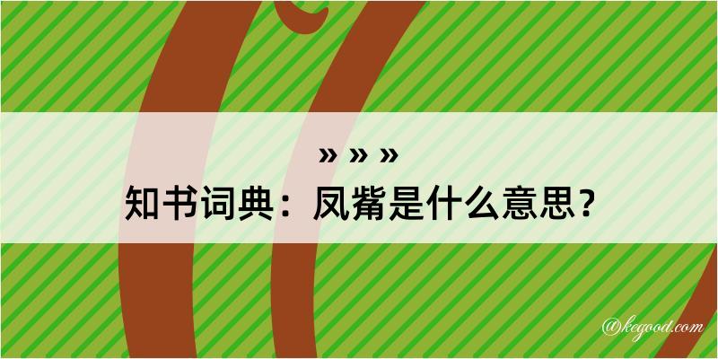 知书词典：凤觜是什么意思？