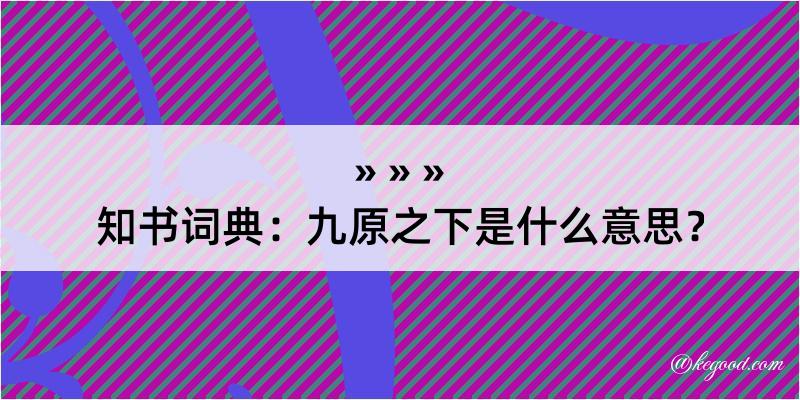 知书词典：九原之下是什么意思？