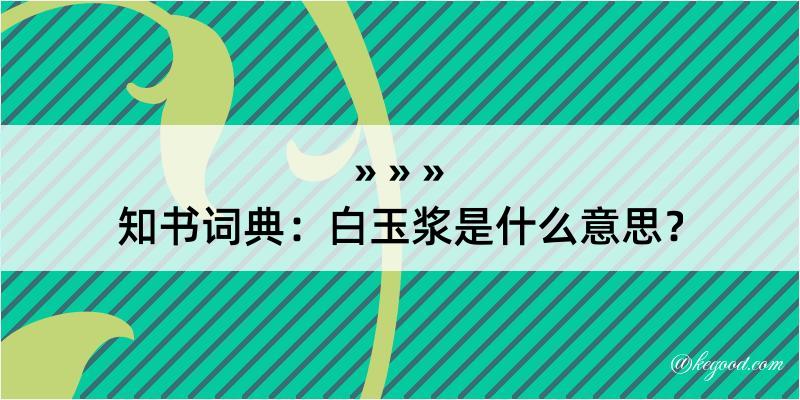 知书词典：白玉浆是什么意思？