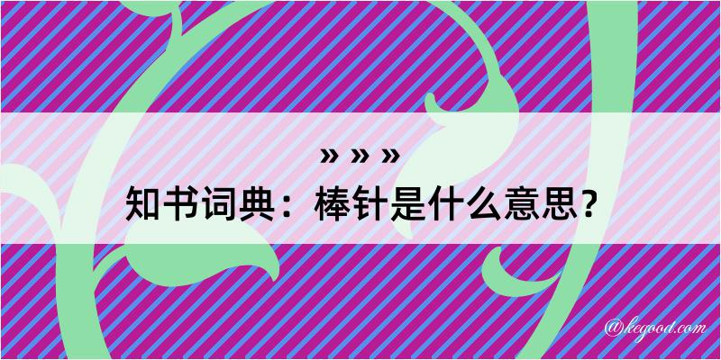 知书词典：棒针是什么意思？